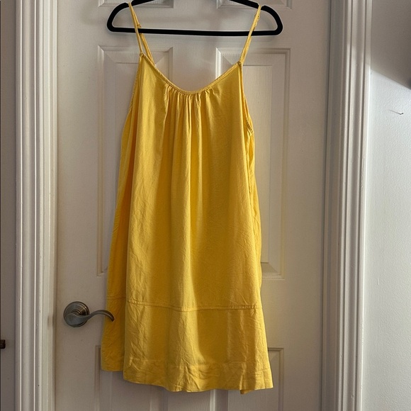 Free assembly yellow linen blend sleeveless swing dress XL - Picture 2 of 6